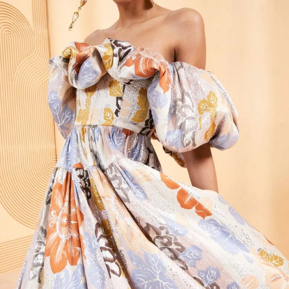 NWOT 12023 ULLA JOHNSON Izra Jacquard Maxi Dress in Ocean Jasper M $2,490 - Picture 5 of 16